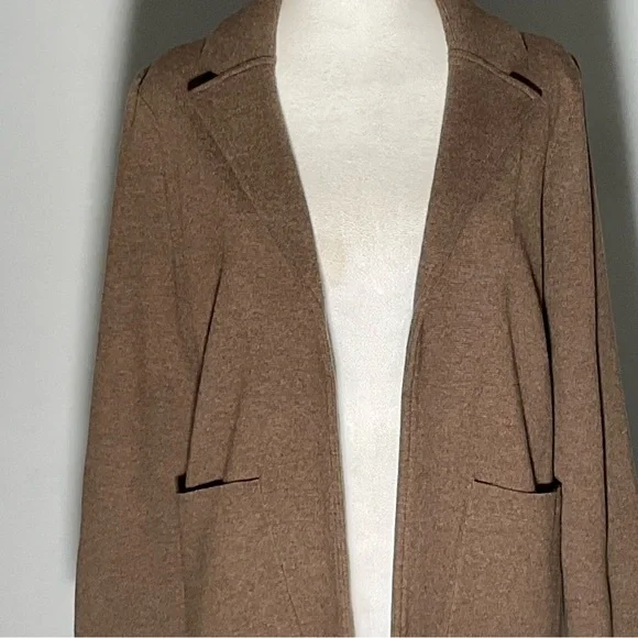 Quince Organic Cottin Knit Blazer Cardigan XS Brown Minimalist Capsule Wardrobe - Picture 15 of 16